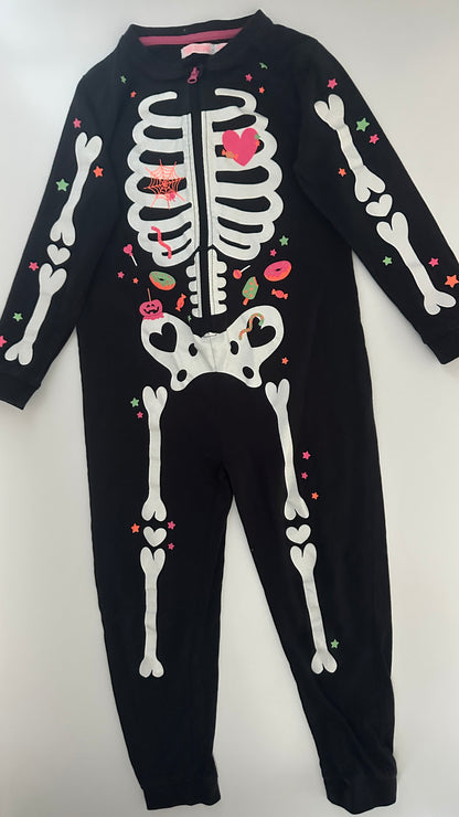 Halloween Overall Skelett Schwarz Gr. 110/116