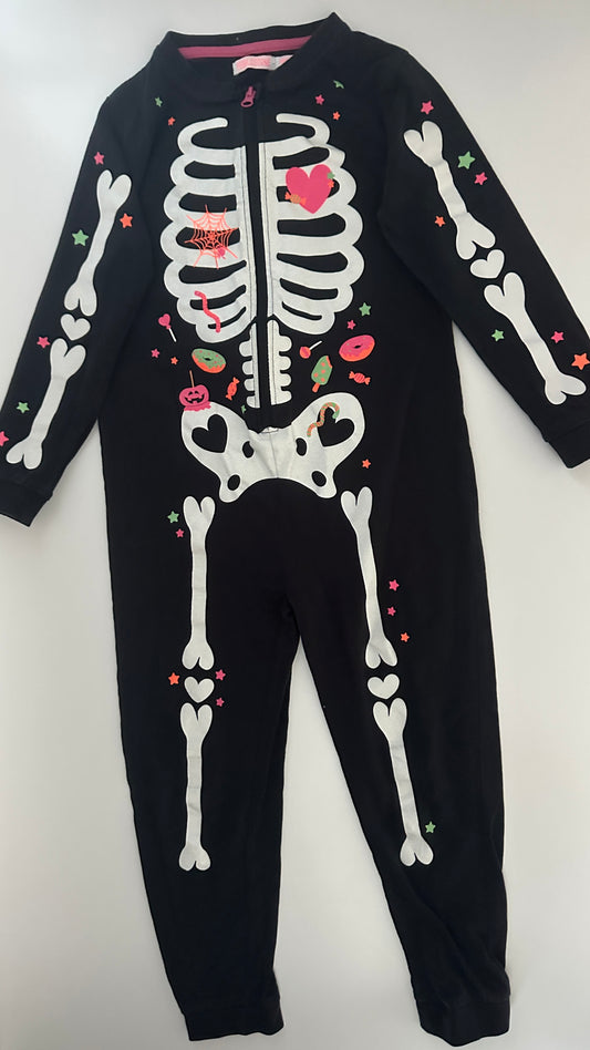 Halloween Overall Skelett Schwarz Gr. 110/116