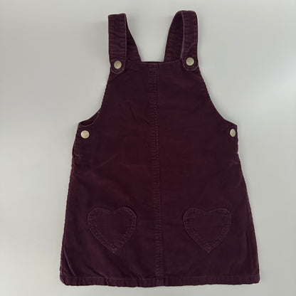 Mädchen Latzkleid Cord Bordeaux mit Herzdetails Gr. 110/116