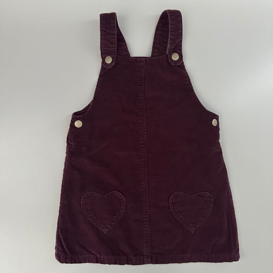 Mädchen Latzkleid Cord Bordeaux mit Herzdetails Gr. 110/116