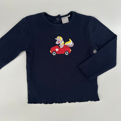 Smile Langarmshirt Dunkelblau mit Einhorn Gr. 86/92