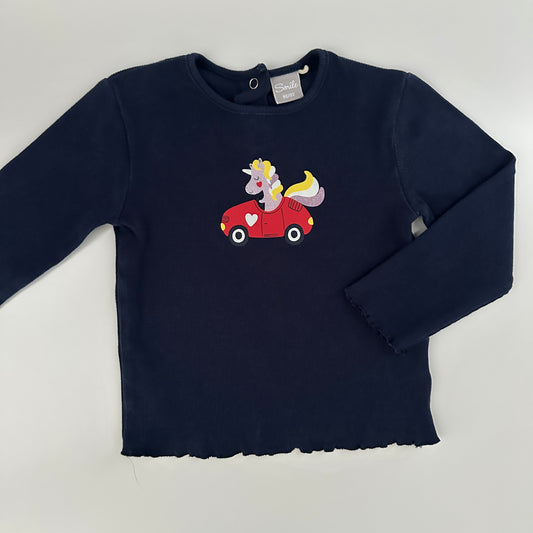 Smile Langarmshirt Dunkelblau mit Einhorn Gr. 86/92