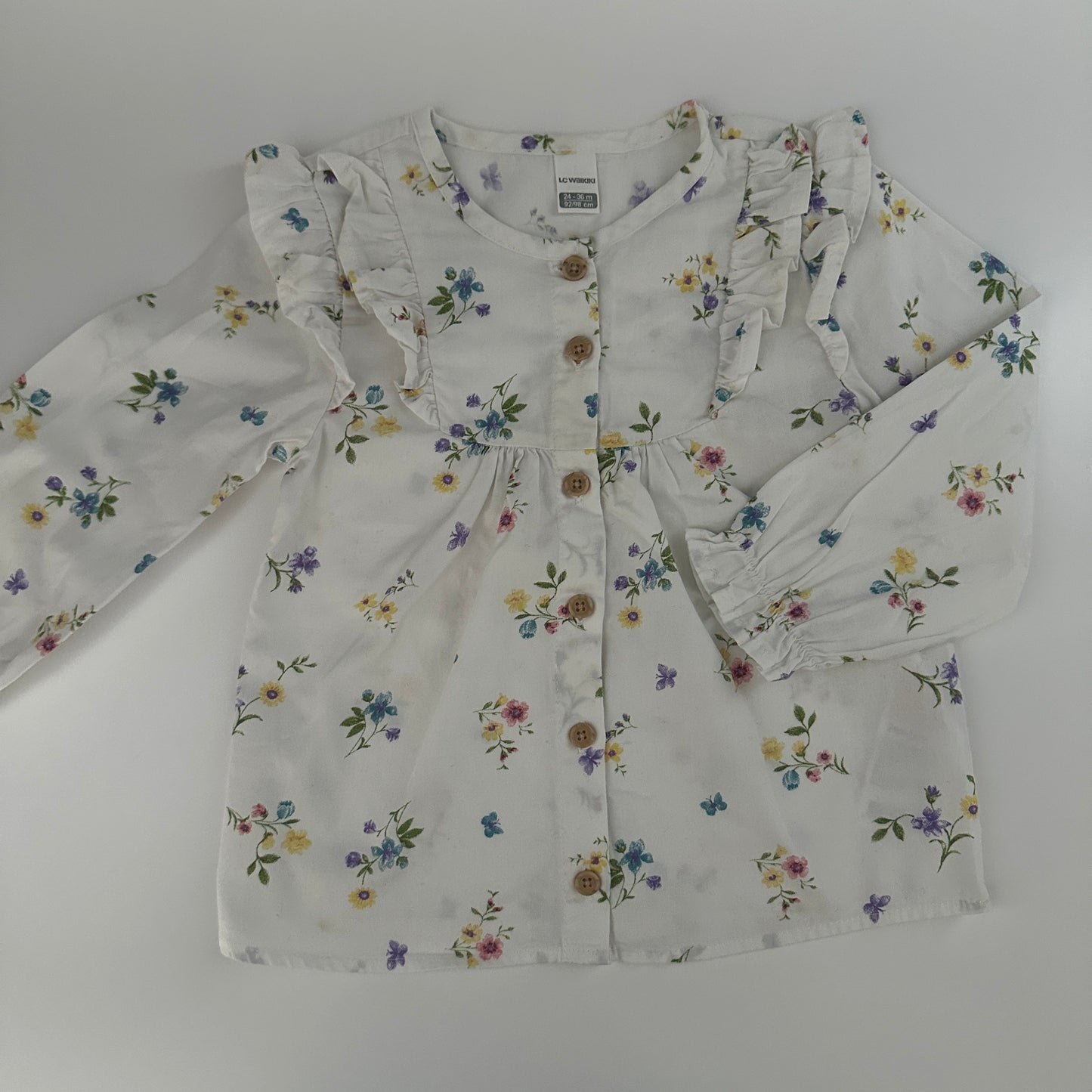 LC Waikiki Blumenbluse Weiss Gr. 92/98