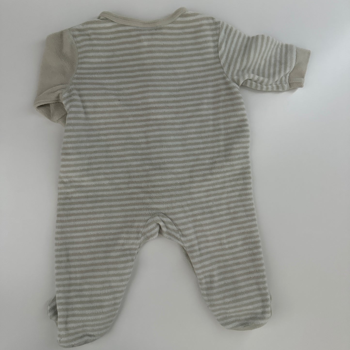 Smile Baby-Strampler Gr. 56 Beige gestreift mit Esel-Motiv