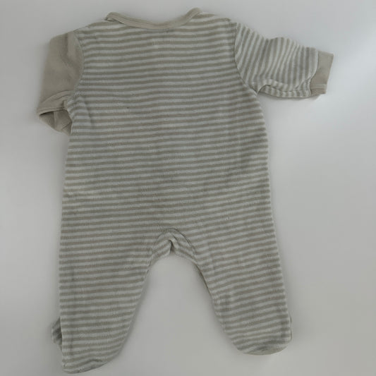 Smile Baby-Strampler Gr. 56 Beige gestreift mit Esel-Motiv