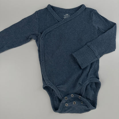 H&M Baby Wickelbody Gr. 74 Dunkelblau Bio-Baumwolle