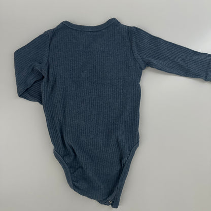 H&M Baby Wickelbody Gr. 74 Dunkelblau Bio-Baumwolle