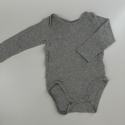 H&M Baby Langarmbody Gr. 74 Grau Bio-Baumwolle