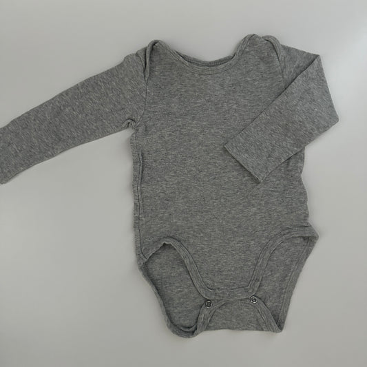 H&M Baby Langarmbody Gr. 74 Grau Bio-Baumwolle