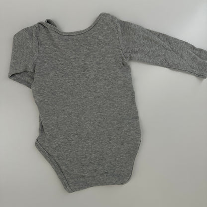 H&M Baby Langarmbody Gr. 74 Grau Bio-Baumwolle