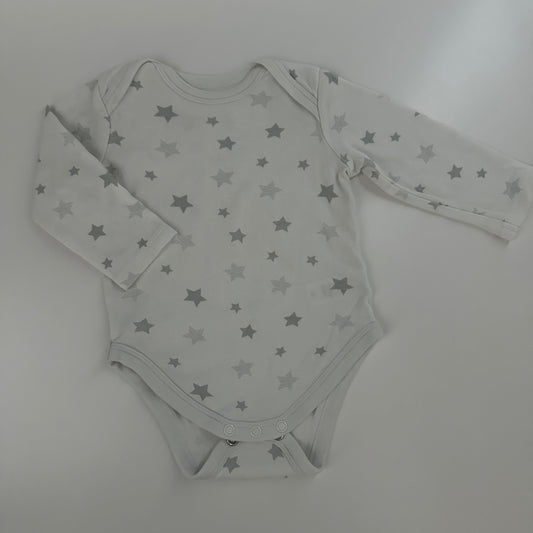 Baby Club Langarmbody Gr. 68 Weiß mit Sternen