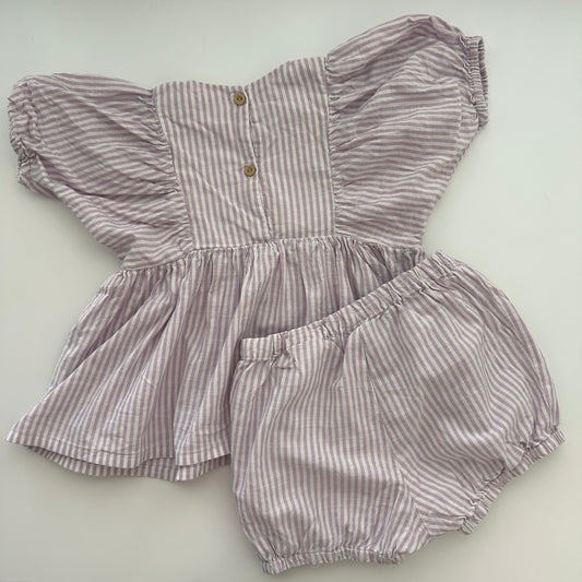 H&M 2-teiliges Mädchen-Set Kleid & Bloomer Lila-Weiss Gr. 92
