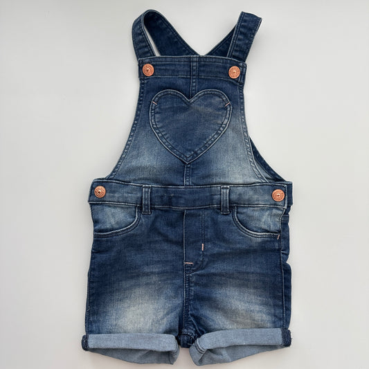 H&M Jeans-Latzshorts mit Herz Dunkelblau Gr. 98
