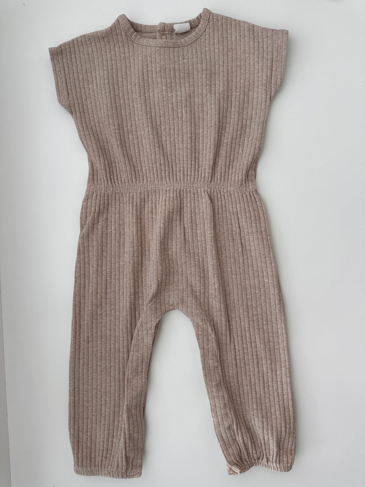 H&M Rib-Jumpsuit aus Bio-Baumwolle Beige Gr. 92