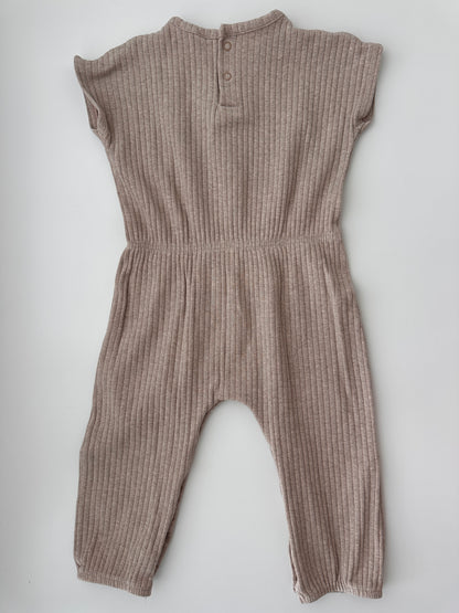 H&M Rib-Jumpsuit aus Bio-Baumwolle Beige Gr. 92