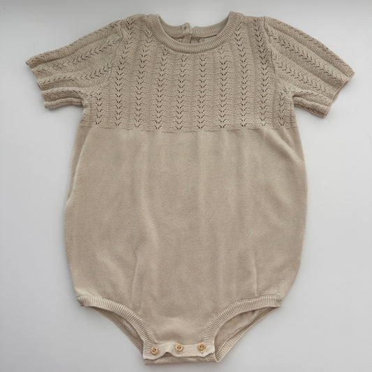 H&M Baby Strickromper Beige aus Bio-Baumwolle Gr. 92
