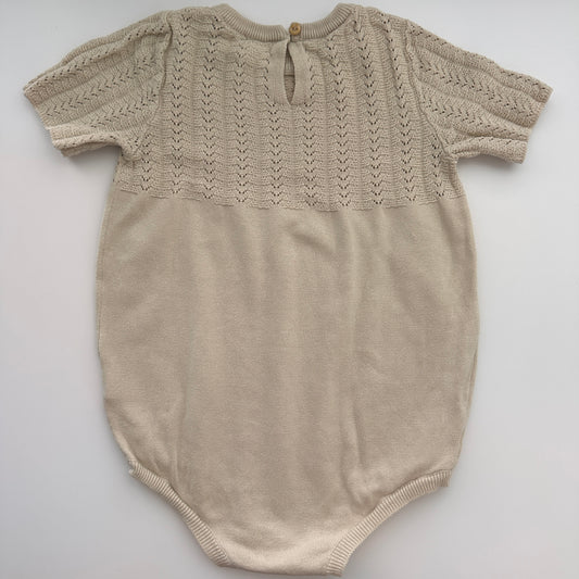 H&M Baby Strickromper Beige aus Bio-Baumwolle Gr. 92