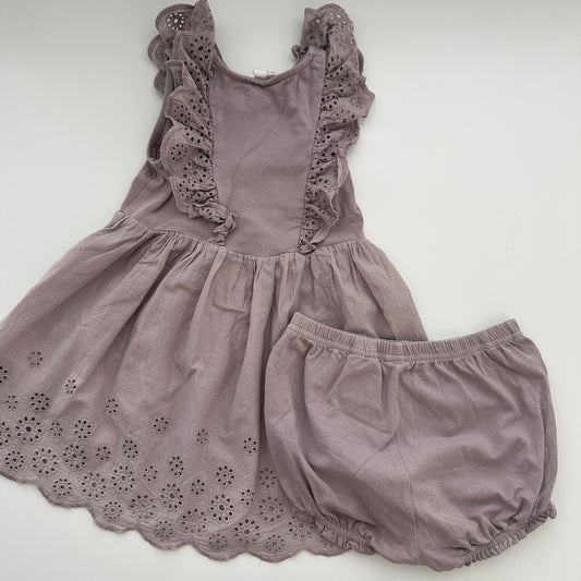 H&M Baby Kleid mit Bloomers Altrosa/Lila Gr. 92