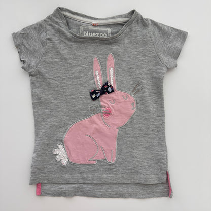 Bluezoo Mädchen T-Shirt Hase Grau/Rosa 12–18 Monate