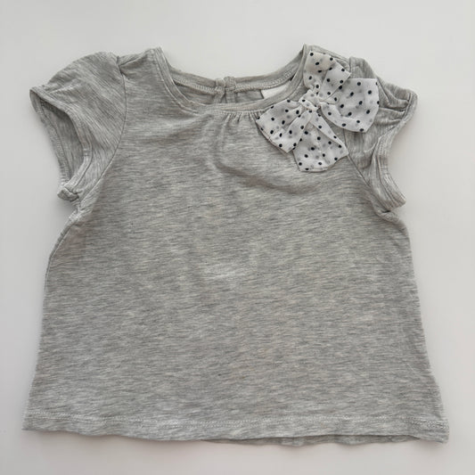 H&M Mädchen T-Shirt mit grosser Schleife Grau Gr. 80