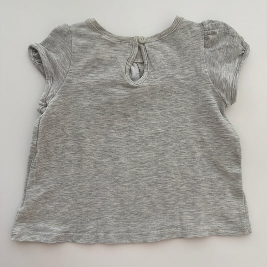 H&M Mädchen T-Shirt mit grosser Schleife Grau Gr. 80