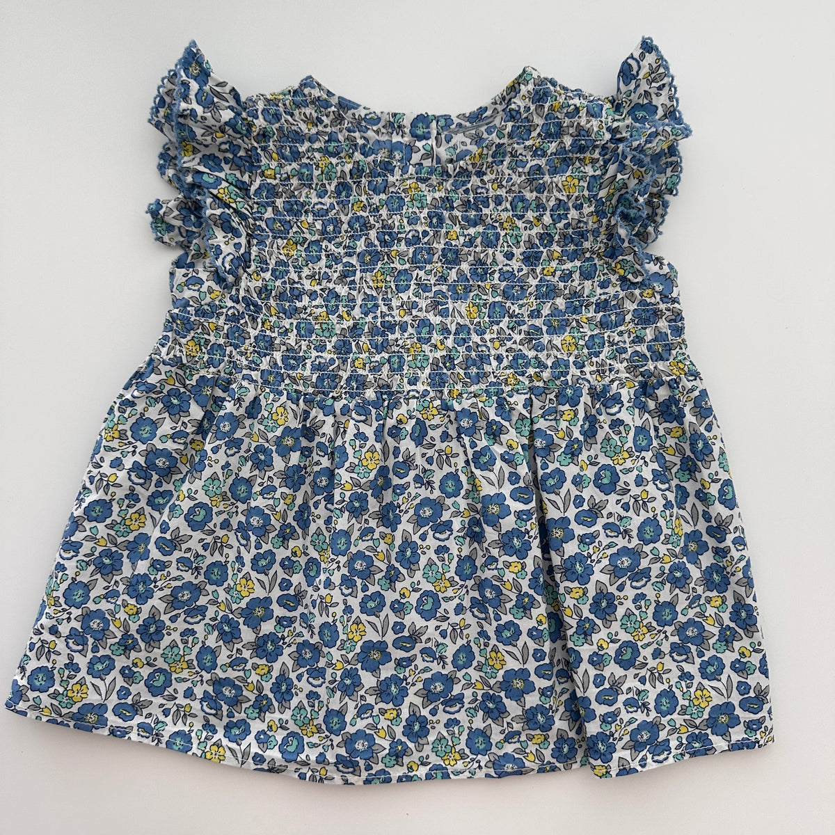 Mädchen Baumwollbluse mit Blumenmuster & Rüschen Gr. 74