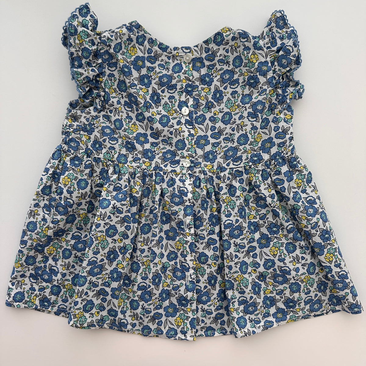 Mädchen Baumwollbluse mit Blumenmuster & Rüschen Gr. 74