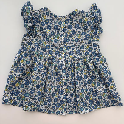 Mädchen Baumwollbluse mit Blumenmuster & Rüschen Gr. 74