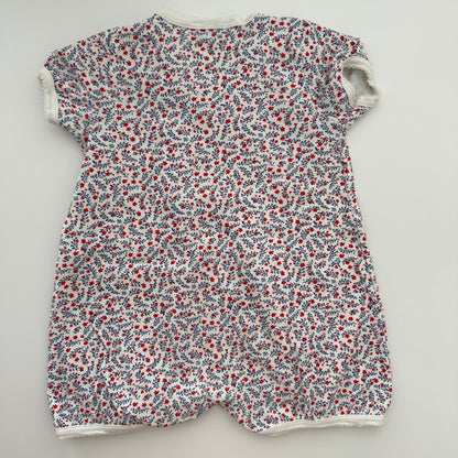 Petit Bateau Kurzarm-Romper mit Blumenprint Gr. 74