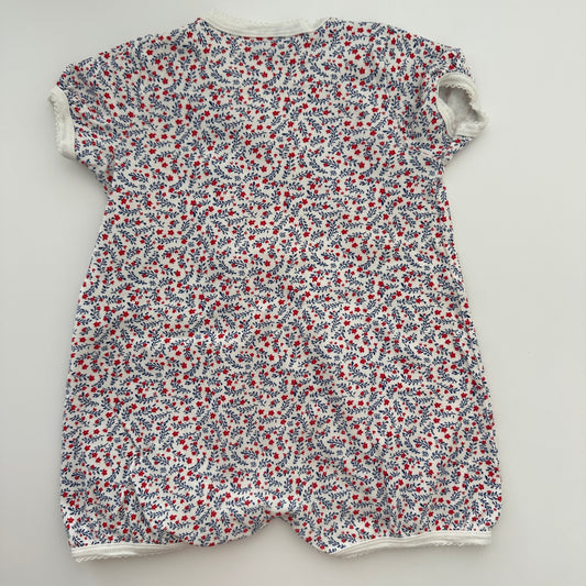 Petit Bateau Kurzarm-Romper mit Blumenprint Gr. 74
