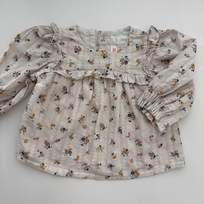 Zara Baby Bluse mit Blumenprint & Rüschen Gr. 80