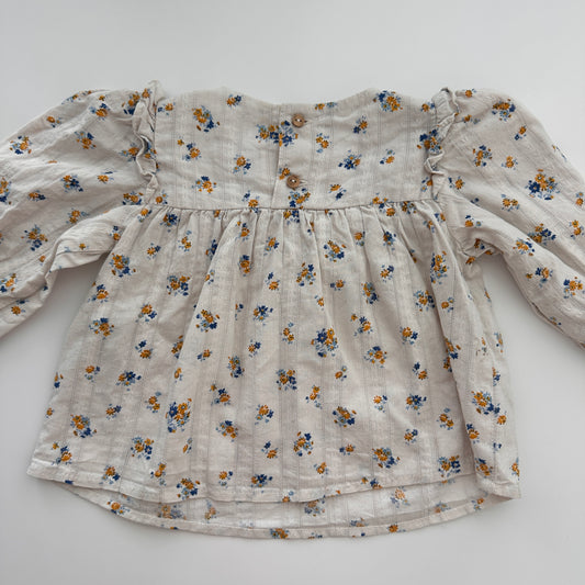 Zara Baby Bluse mit Blumenprint & Rüschen Gr. 80