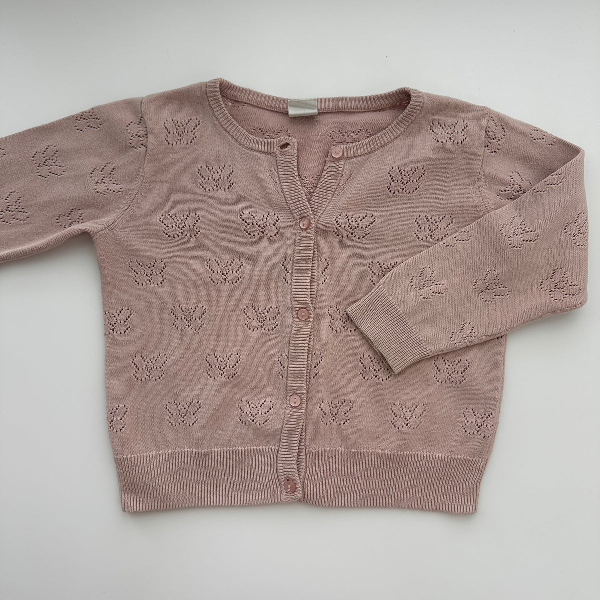 H&M Mädchen Strickjacke mit Lochmuster Altrosa Gr. 92
