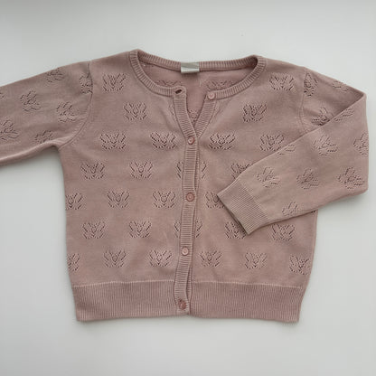 H&M Mädchen Strickjacke mit Lochmuster Altrosa Gr. 92