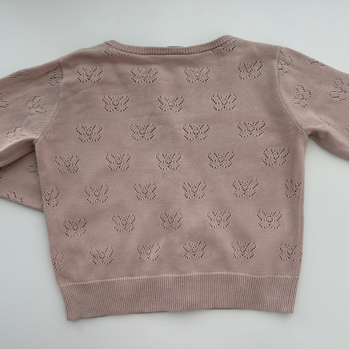H&M Mädchen Strickjacke mit Lochmuster Altrosa Gr. 92