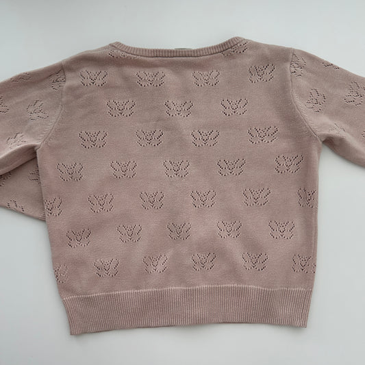 H&M Mädchen Strickjacke mit Lochmuster Altrosa Gr. 92