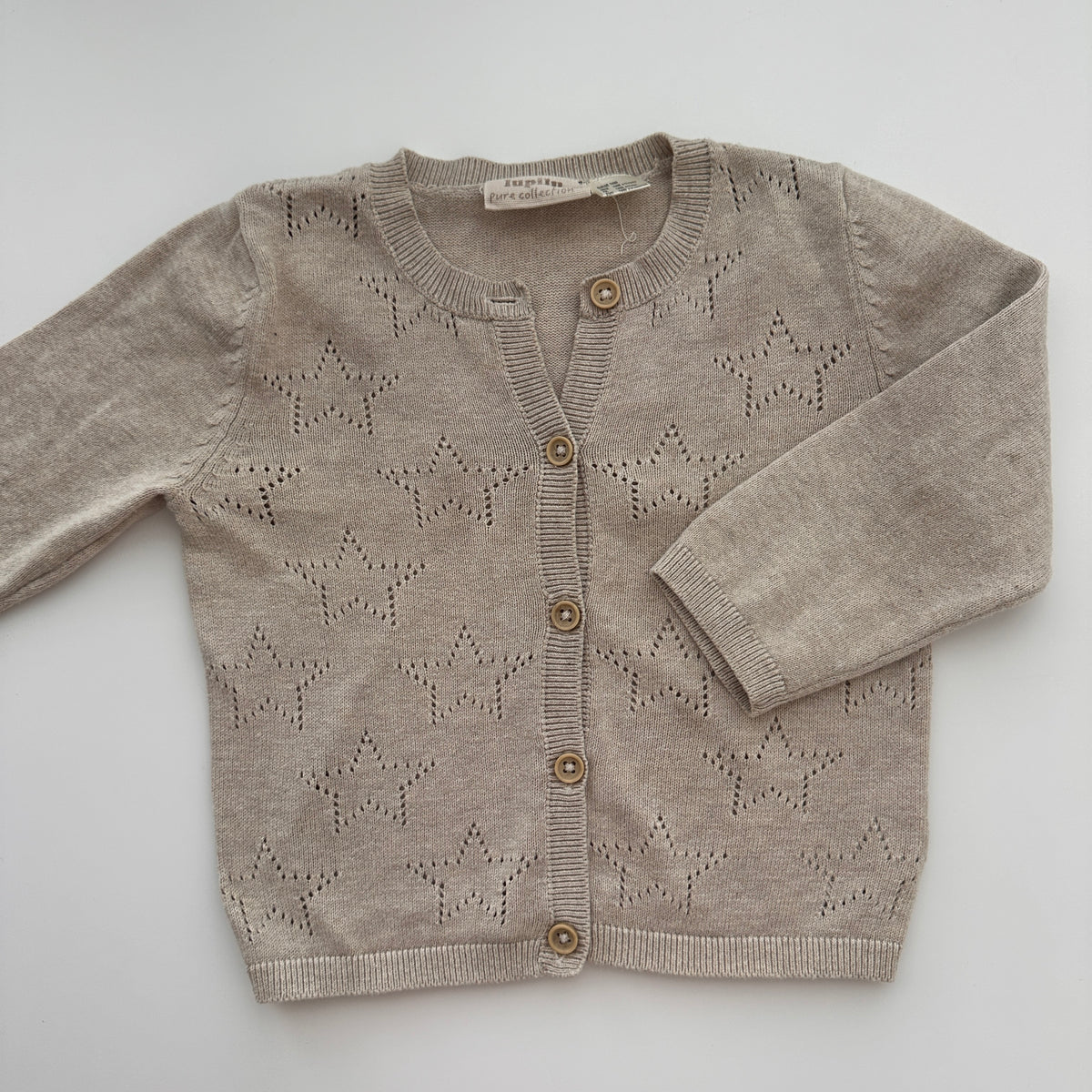 Lupilu Strickjacke mit Sternenmuster Beige Gr. 74/80