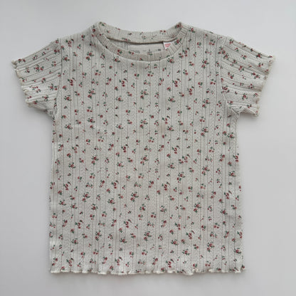 Zara Mädchen T-Shirt mit Blumenprint Creme Gr. 98