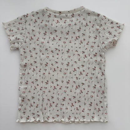 Zara Mädchen T-Shirt mit Blumenprint Creme Gr. 98