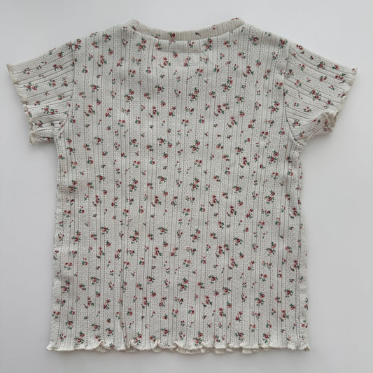 Zara Mädchen T-Shirt mit Blumenprint Creme Gr. 98