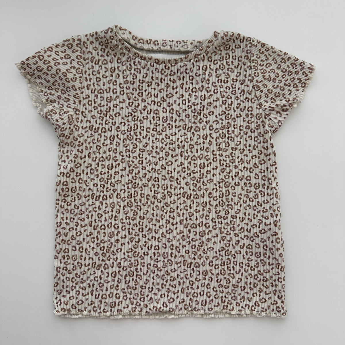 Zara Mädchen T-Shirt mit Leo-Print Beige Gr. 92