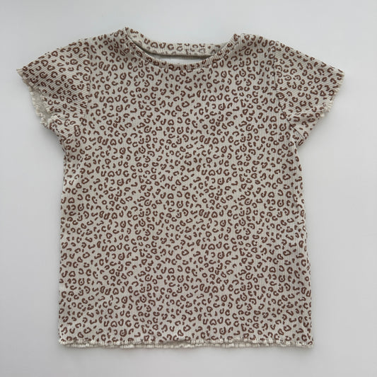 Zara Mädchen T-Shirt mit Leo-Print Beige Gr. 92