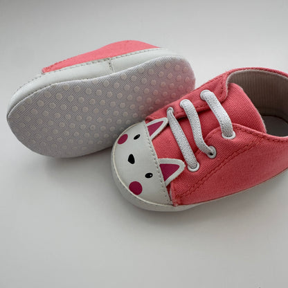 Baby Sneakers Rosa mit Tiermotiv – Grösse 0–12 Monate