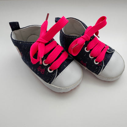 Baby Sneakers Denim Dunkelblau & Pink – Grösse 12