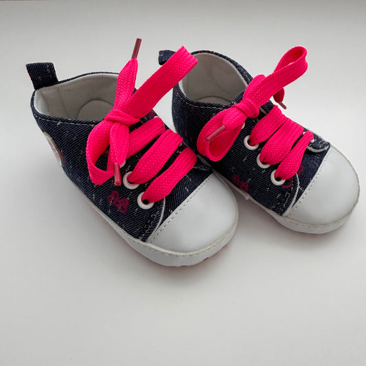 Baby Sneakers Denim Dunkelblau & Pink – Grösse 12