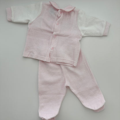 Baby Set Rosa & Weiss mit Spitzen-Details – Grösse 50/56
