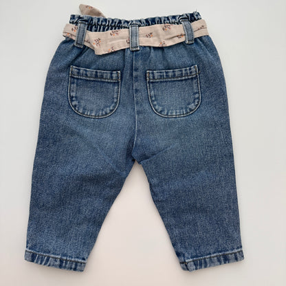 C&A Baby Jeans mit floralem Stoffgürtel – Grösse 74
