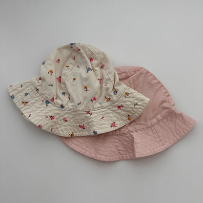 2er-Set Baby Sonnenhüte Rosa & Blumen – Grösse 62/68