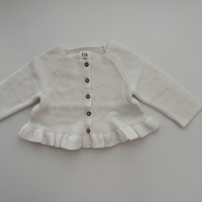 C&A Baby Strickjacke Weiss mit Rüschen – Grösse 68