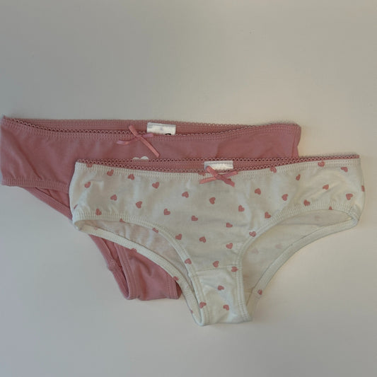 2er-Set Mädchen Slips – Rosa & Weiß mit Herzmuster, Grösse 110/116